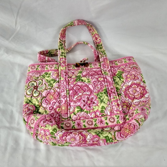 VERA BRADLEY Pink Floral TOGGLE TOTE Cotton - Picture 3 of 8